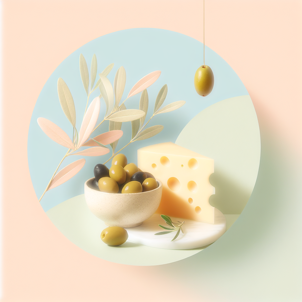 An abstract and symbolic representation of Can eating olives and cheese speed up keto production?, in a {mood} style suited for premium wellness content.